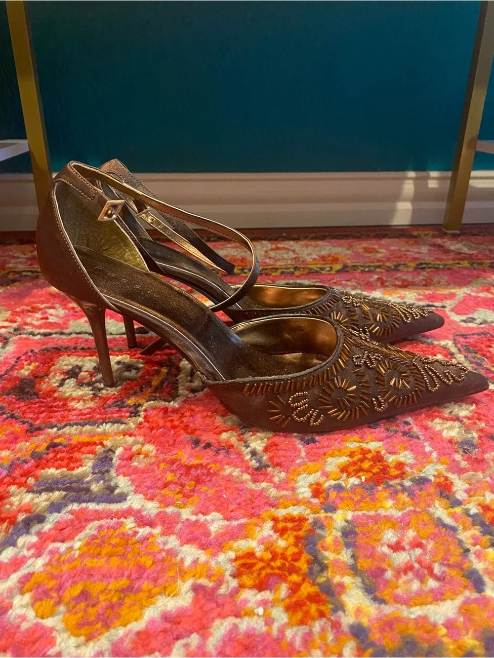Vintage Passi Beaded Ankle Strap Heels
